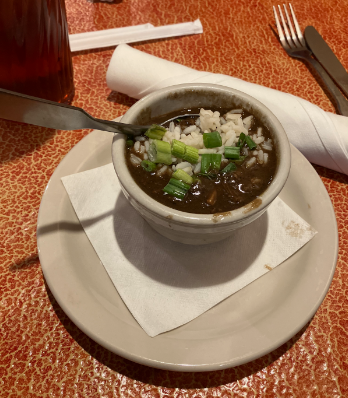 A cup of chicken and sausage gumbo. One of the many dishes that can be ordered at Hoovers Cooking. Photo by James Graham.