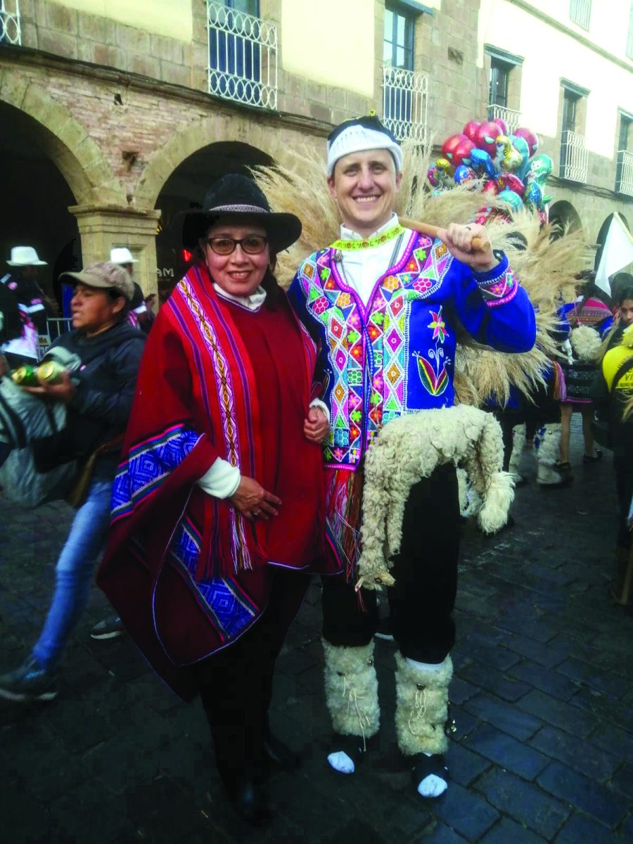CELEBRATING+IN+CUSCO+%7C+David+Walker+participates+in+a+parade+for+Inti+Raymi.+He+is+dressed+in+traditional+clothing.